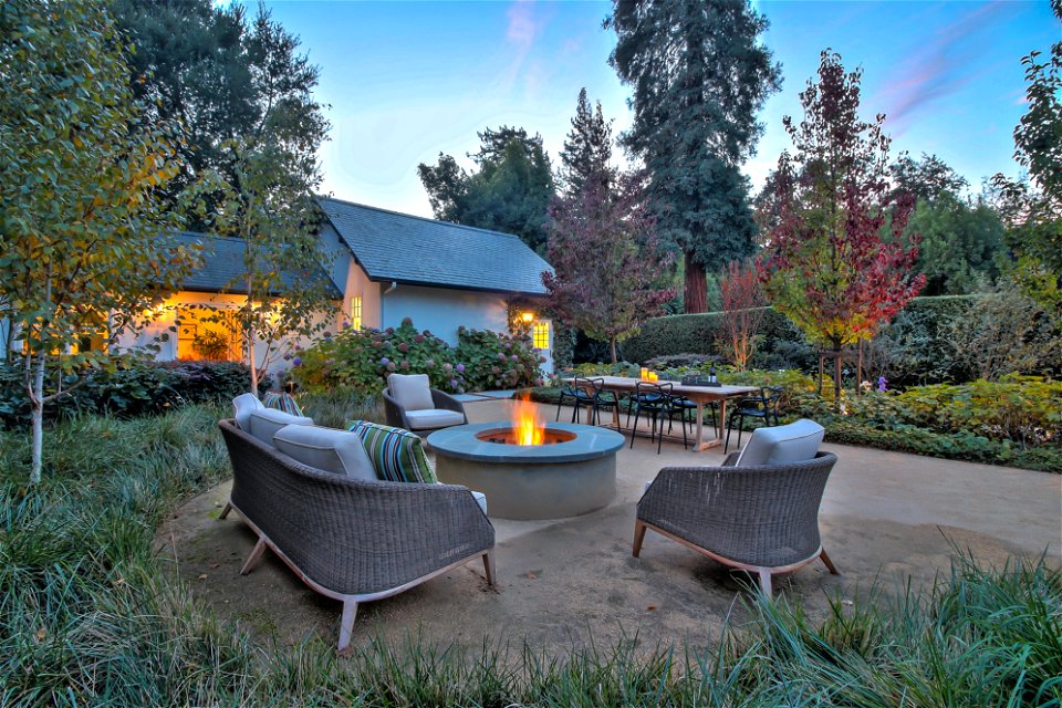 by the fire pit