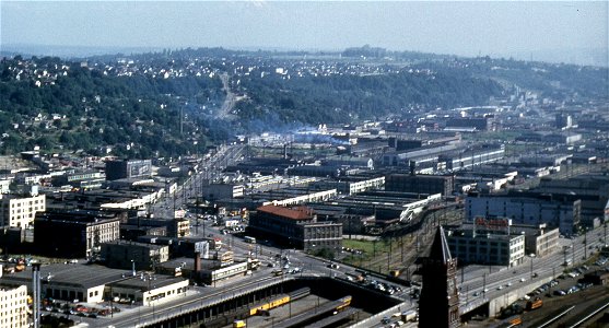 usa - looking over part of seattle c1955 hi-res photo