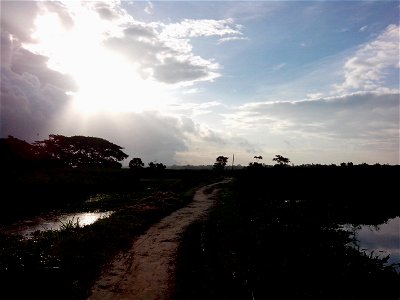 Morning Sky in a Village Road