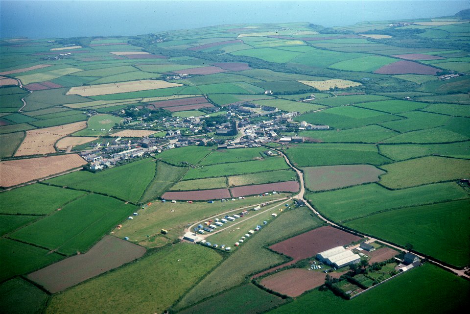 cornwall - st buryan from air summer 1977 hi-res photo