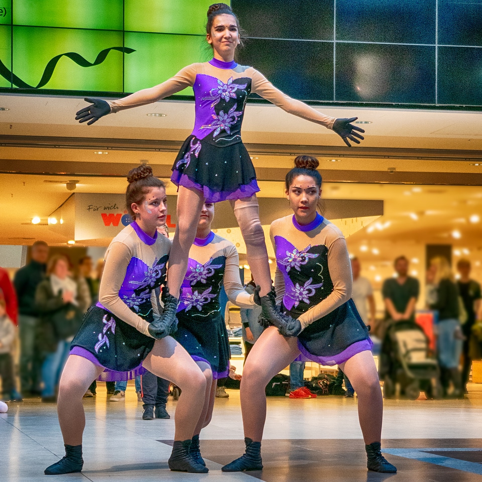 Group of cheerleaders in action