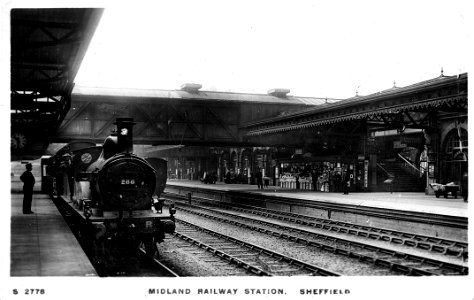 midland railway station sheffield from original postcard hi-res photo