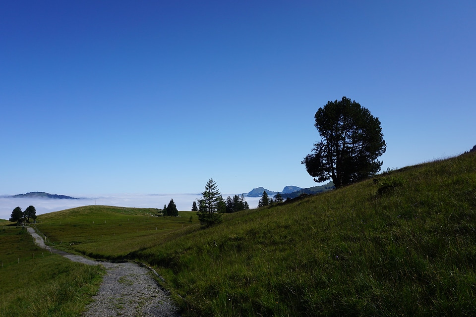 Scenic view of valley and mountains of Tuxer Alpen