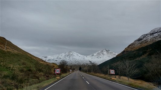 Snow above Rest And Be Thankful, Argyll photo