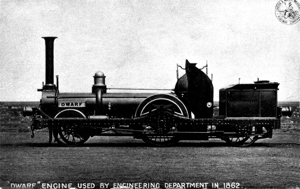 lnwr 2-2-2 dwarf crewe works official postcard hi-res photo