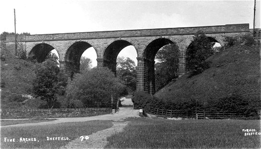 five arches near wadsley bridge sheffield from original postcard hi-res photo