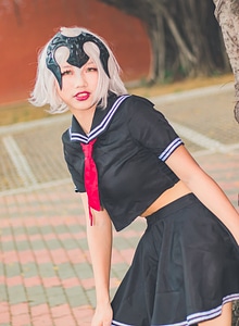 An unidentified Japanese anime cosplay pose