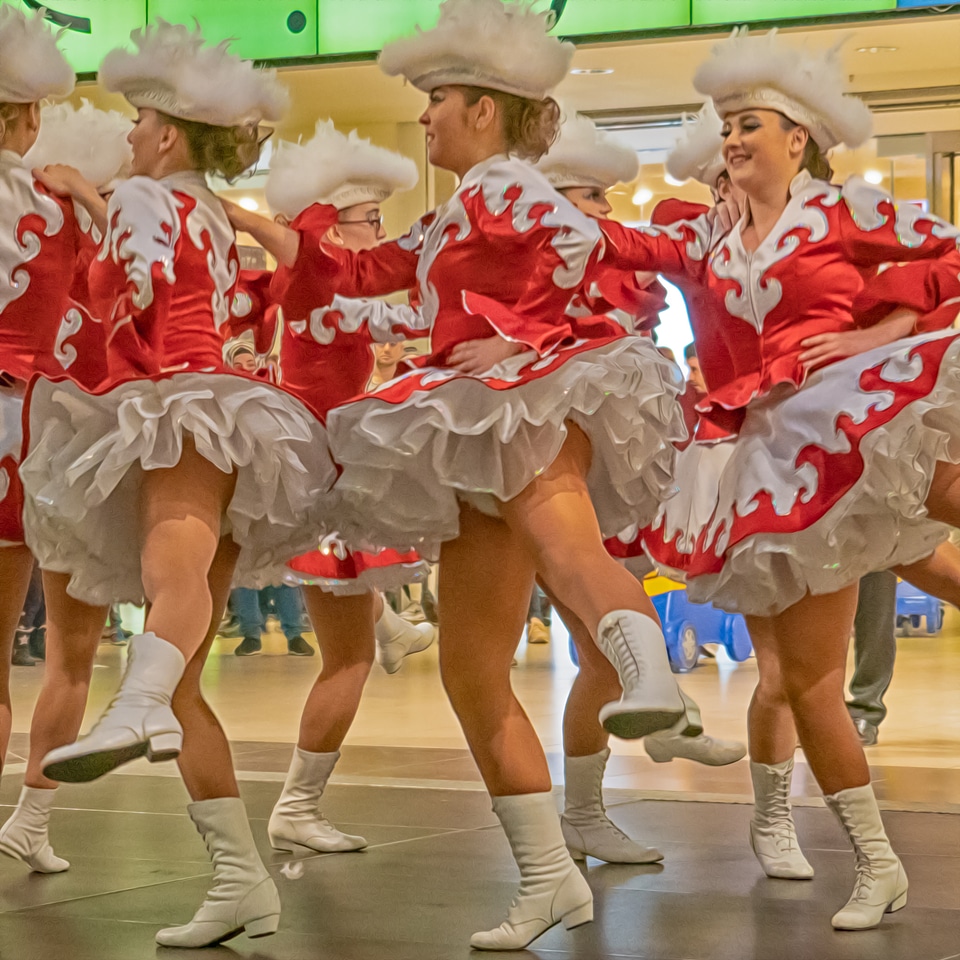 Group of cheerleaders in action