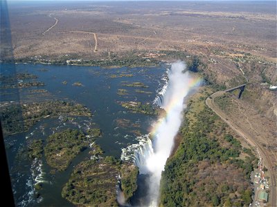 Aerial view of Victoria Falls, Zimbabwe, as seen from a helicopter in 2011