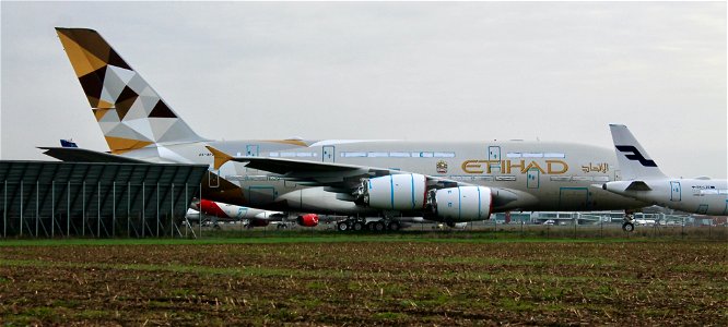 A6-APA Etihad Airways Airbus A380-861 166 Tarbes-Lourdes 20-3-22