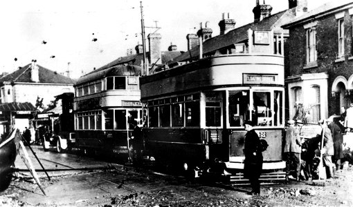 hants - southampton tram 43 damaged in air raid shirley 1943 photo