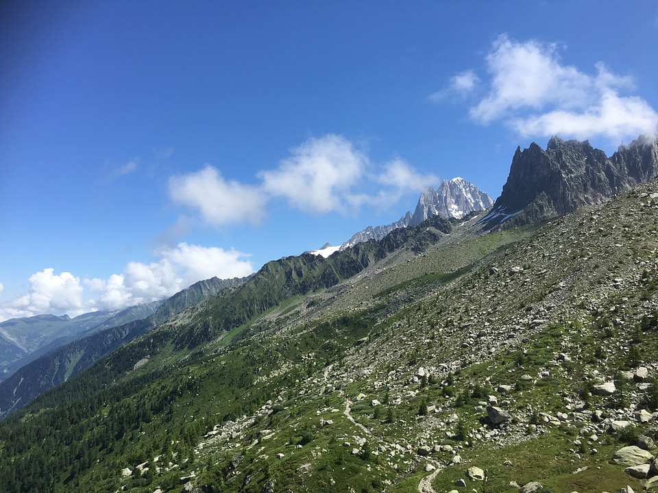 View of the Mont Blanc massif and Chamonix