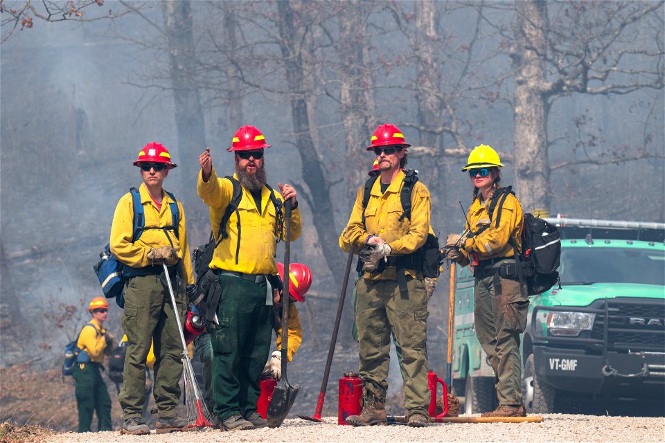 Wildland Firefighters Conducting Prescribed Burn photo