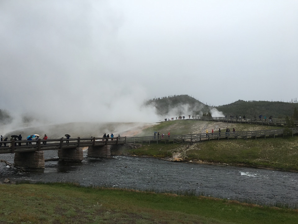 A thunderstorm dumps rain in Yellowstone National Park