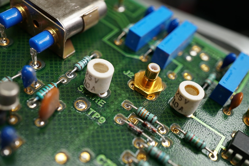Electronic circuit board close up photo