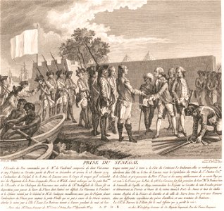 Capture of Senegal. The surrender of the British at Saint Louis, Senegal, after capture by the French in 1779