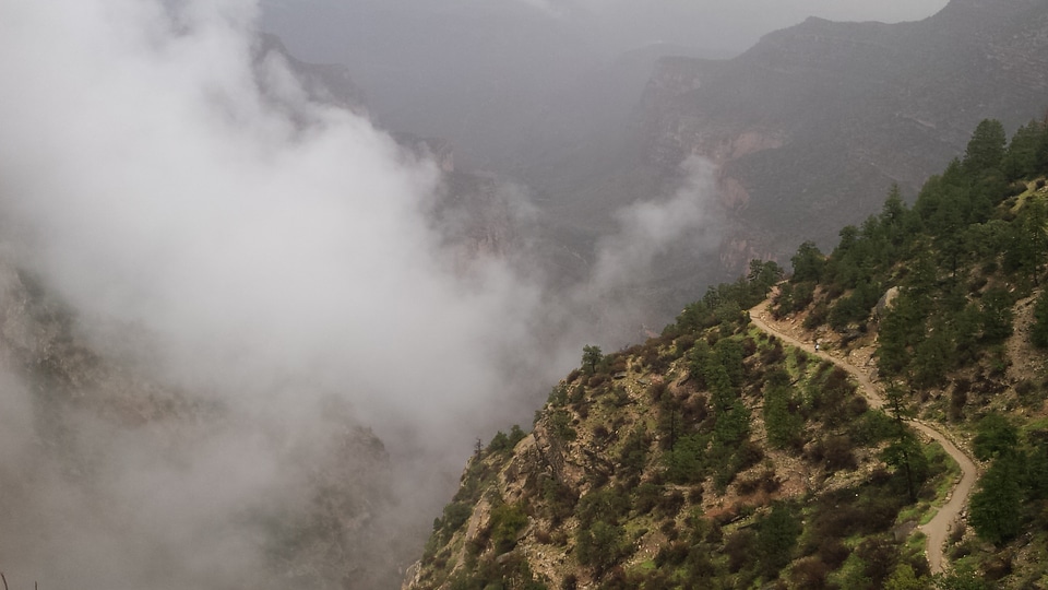 Bright Angel Trail winds into the Grand Canyon