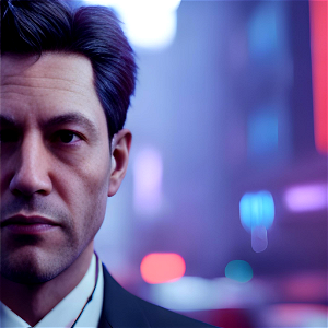 Middle-Aged Male Cyberpunk CEO