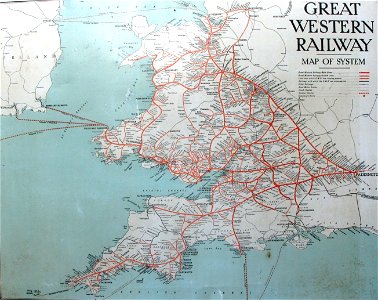 Go West, life is peaceful there: Map of the Great Western Railway circa 1930 photo