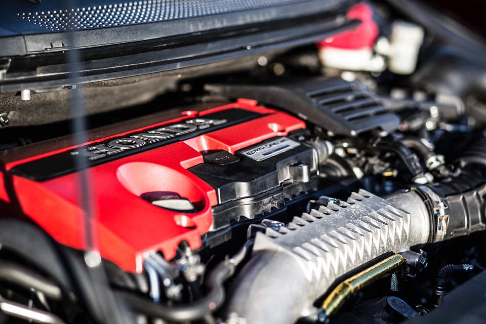 The powerful engine of a car