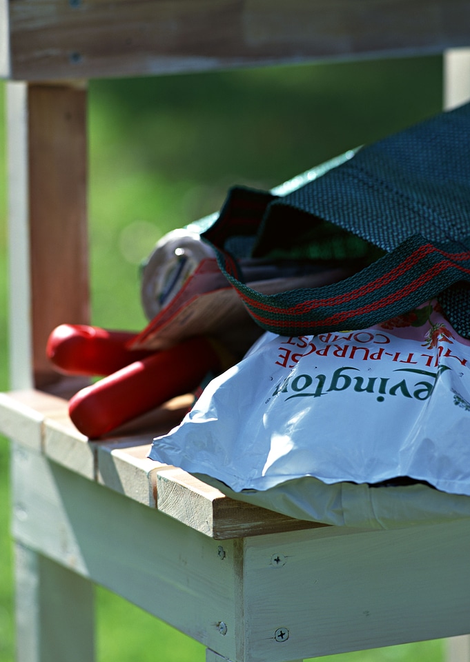 Gardening tools on chair