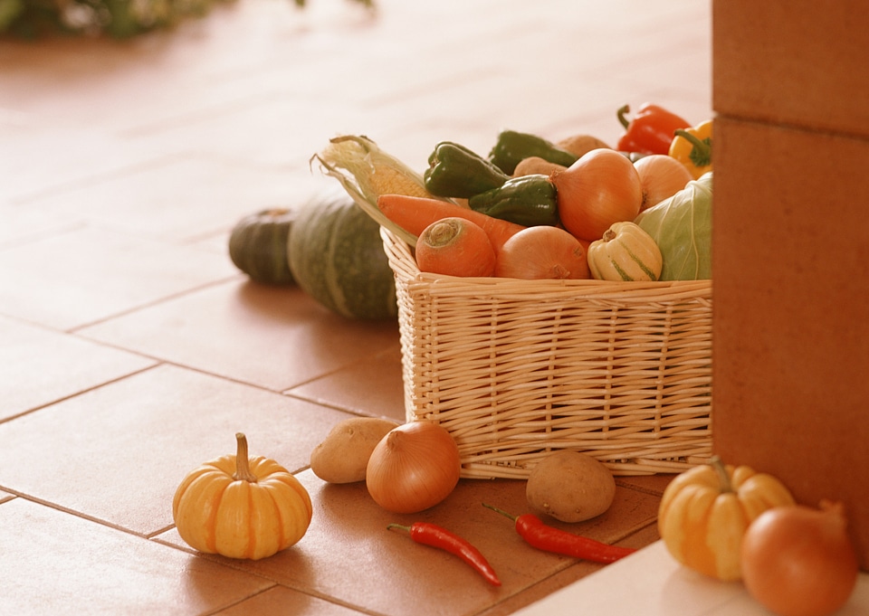 organic food background Vegetables in the basket