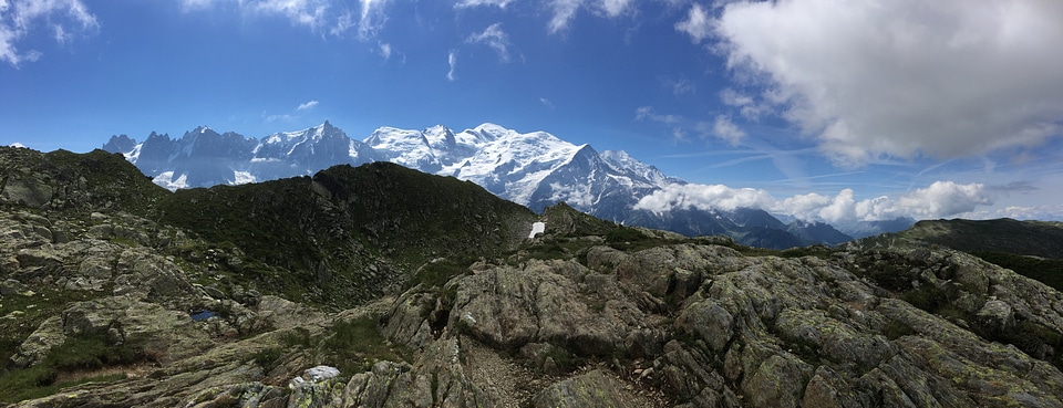 View of the Mont Blanc massif and Chamonix