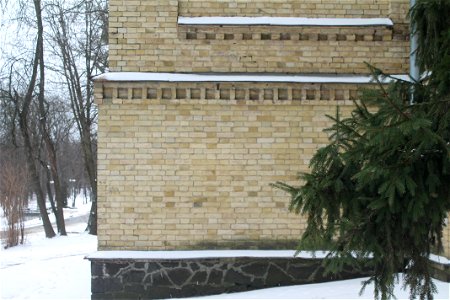 Pine and a brick wall