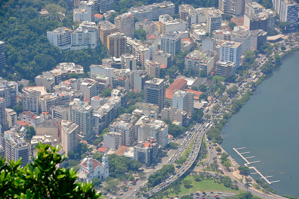 Aerial view of Rio de Janeiro city skyline in Brazil