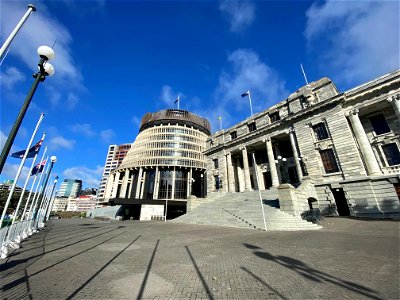 NZ parliament beehive Wellington photo