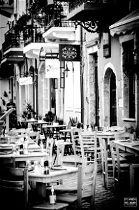 mess of tables in Chania