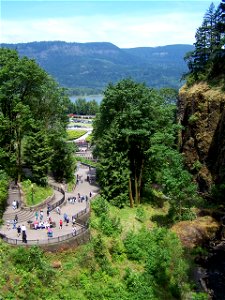 Multnomah Falls Park ~ Oregon - View from the bridge - United States photo