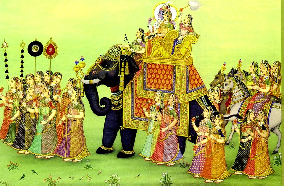 Krishna and Radha on elephant
