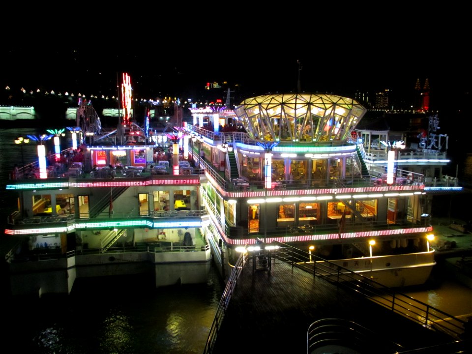River boats at night