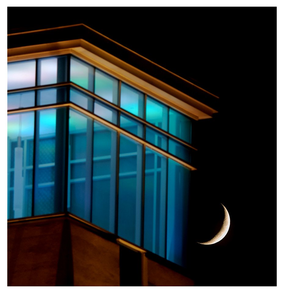 composite of moon + goodwin college tower