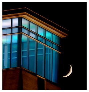 composite of moon + goodwin college tower photo