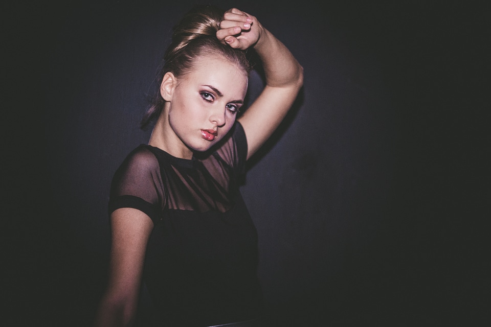 View girl dark background