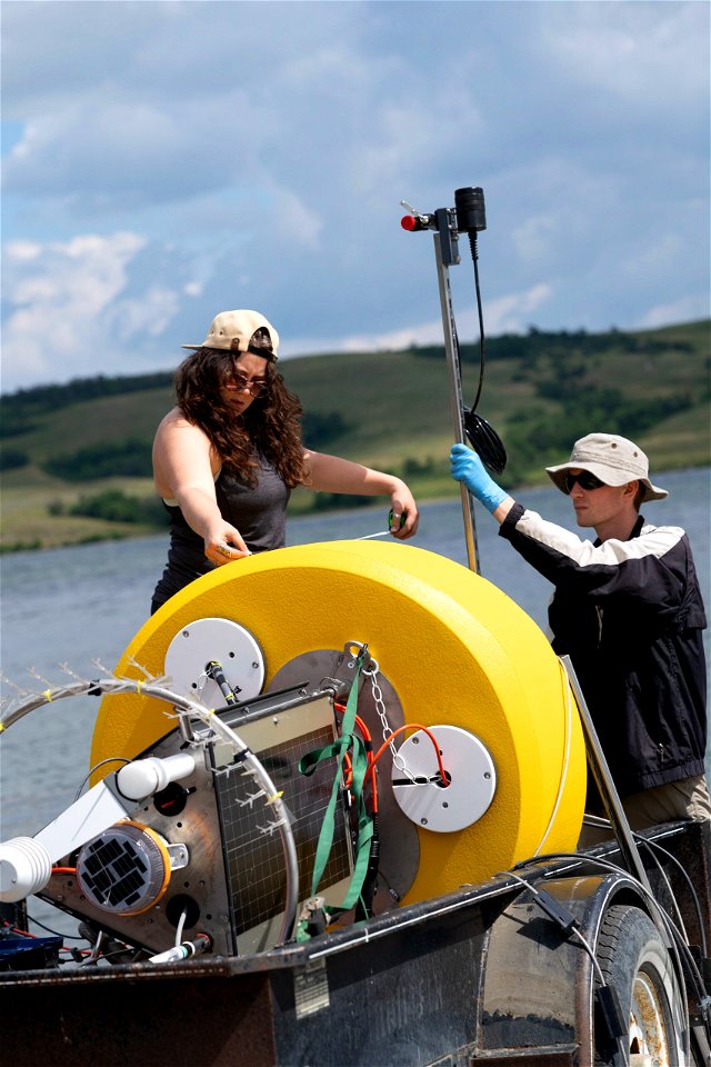 Launching the Super Buoy at Buffalo Pound