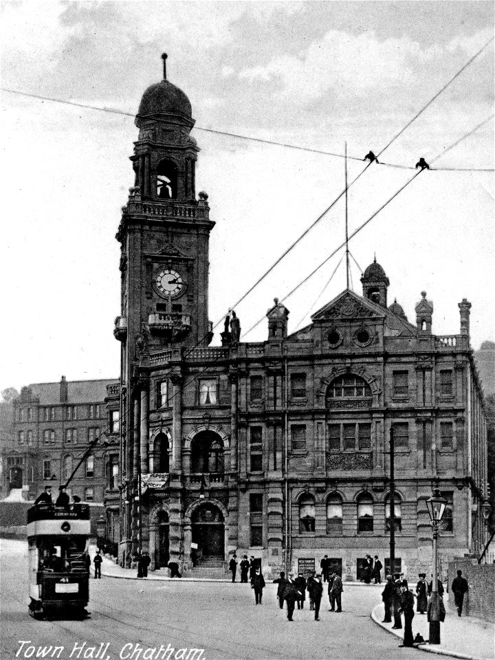 town hall x tram chatham from original postcard hi-res