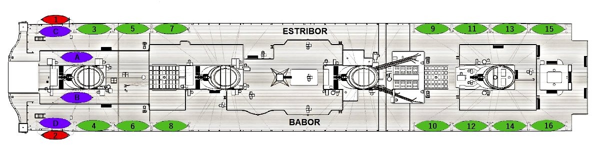 Titanic lifeboats on boat deck plan. Edited by me.