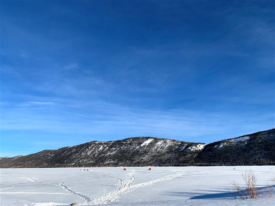 Ice Fishing Huts at the Fish Lake 2 photo