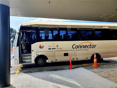 The Connector, Taranaki's Ngāmotu New Plymouth-Hāwera-Ōpunake bus services, at Taranaki Base Hospital (New Plymouth)