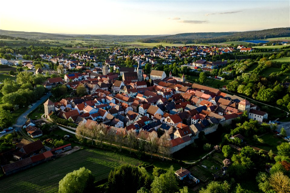 Luftaufnahme der Altstadt von Seßlach