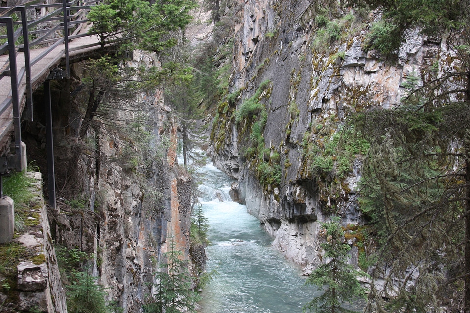 Beautiful Johnston Canyon walkway in Banff National Park