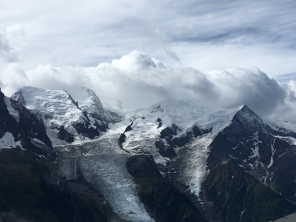 Trekking trail along the mer de glace in Chamonix Mont Blanc