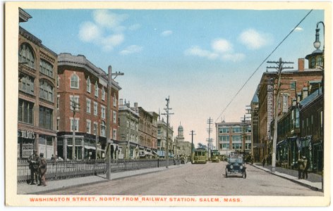 Washington Street, North from Railway Station, Salem, Massachusetts - Early 1920s