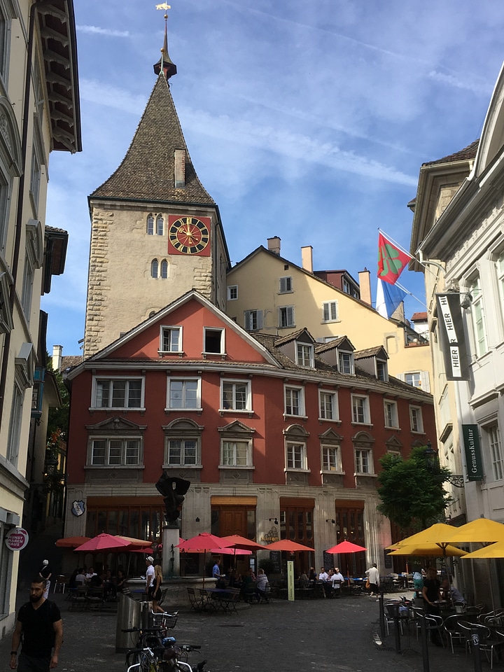The main street in Lauterbrunnen in Switzerland.