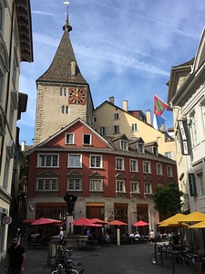 The main street in Lauterbrunnen in Switzerland.
