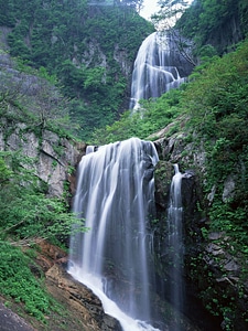 Mountain with a waterfall. photo