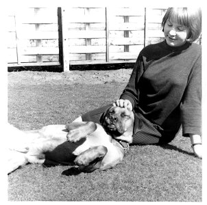Chris and dog - Chester March 1965-2 photo